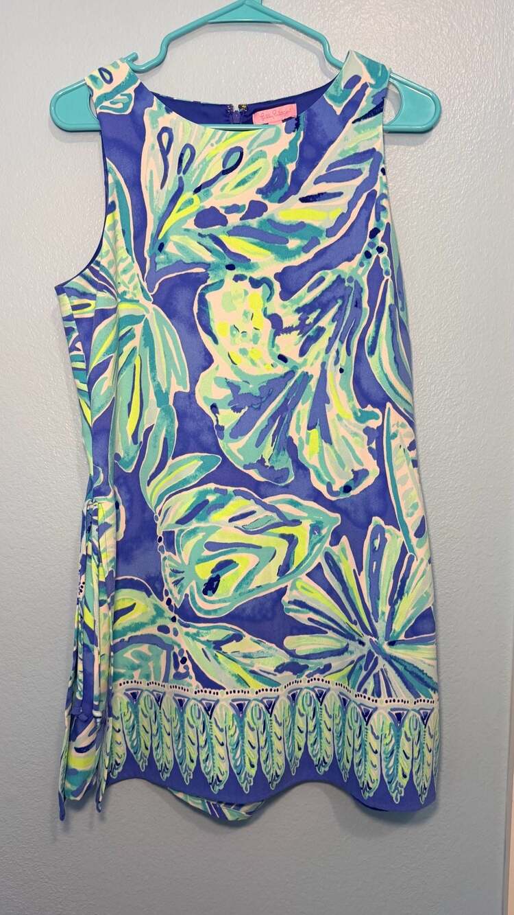 Lilly Pulitzer Donna Romper in Blue Palm Passage Print Size 6